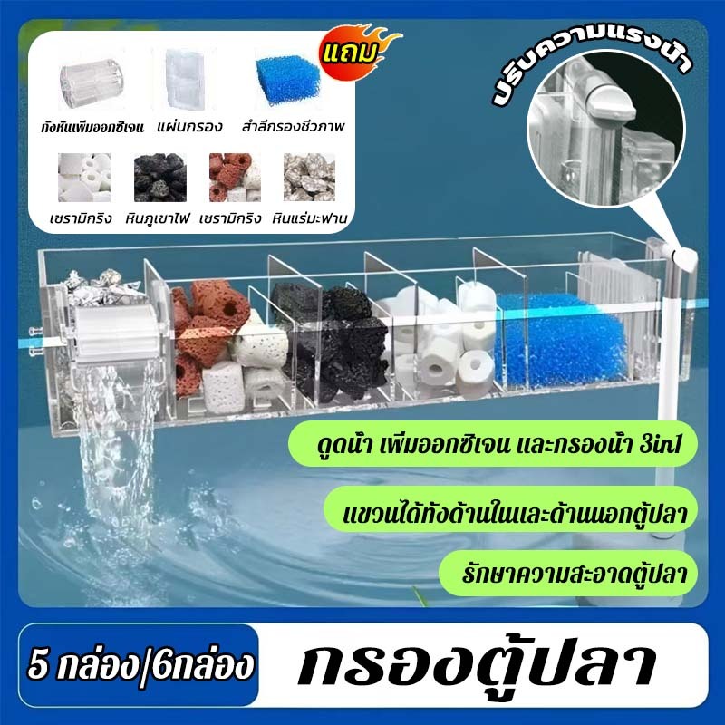 กรองแขวนแบบใส ตัวกรองตู้ปลา GD-18 Top Filter ทำงานเงียบ ฟรีวัสดุกรอง