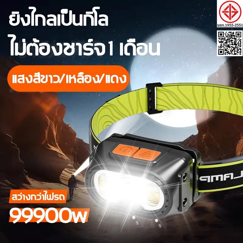 ไฟฉายคาดหัวแท้ 10000LM รับประกัน 5 ปี ใหม่ ไฟฉายคาดหัวแบบเซนเซอร์ ไฟฉายคาดหัวแรงสูง ไฟฉายคาดศีรษะ ไฟฉายคาดหัวแท้ USB