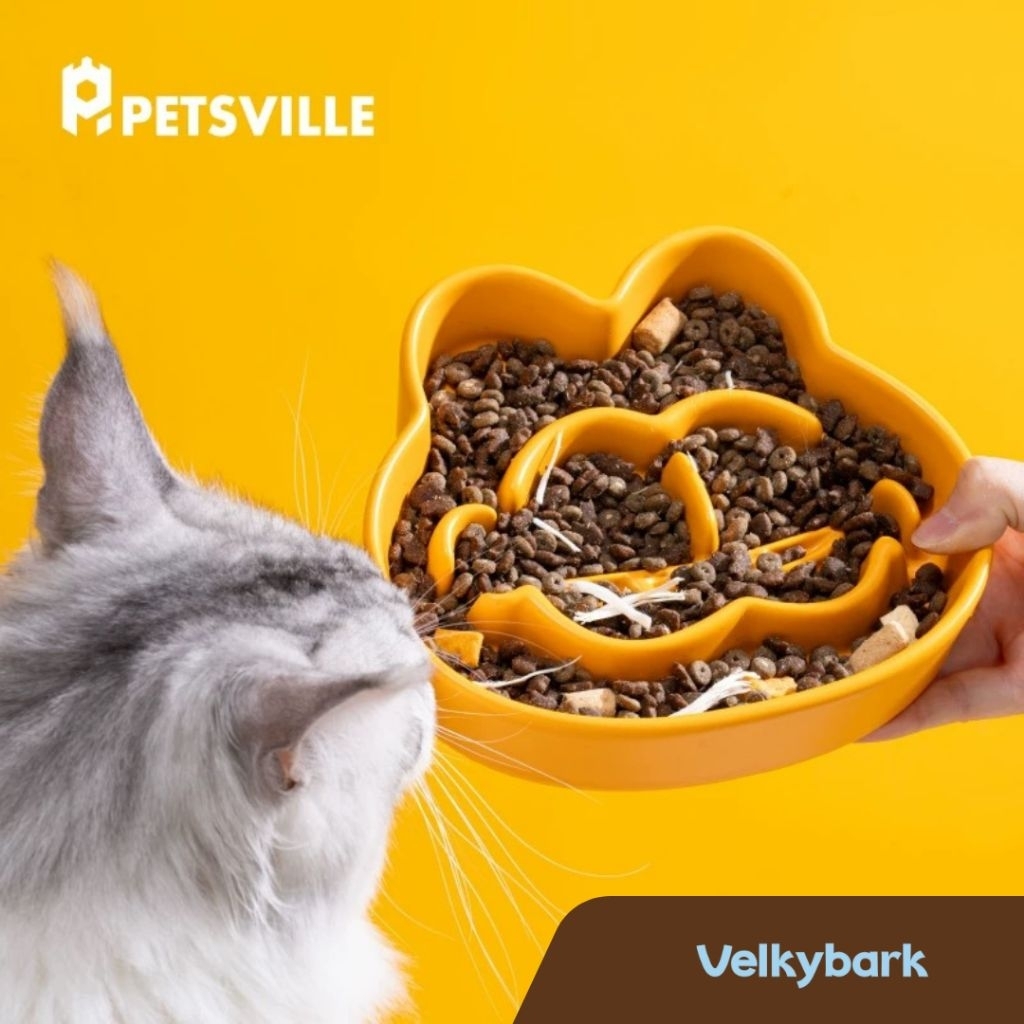 VELKYBARK [พร้อมส่ง] Petsville x Garfield Family ชามอาหารสัตว์เลี้ยง Slow Feeder ชามกินช้า ชามเซรามิค ชามอาหารสุนัข