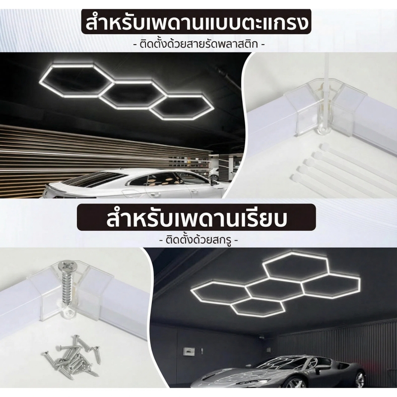 ไฟรังผึ้งหกเหลี่ยม LED  ไฟรังฝิ้ง ไฟโรงรถหกเหลี่ยมโคมไฟ  ไฟโชว์รถแ  ความสว่างสูง ปร  ไฟคาร์แคร์ Car  Washing Station LED - รูปที่ 2