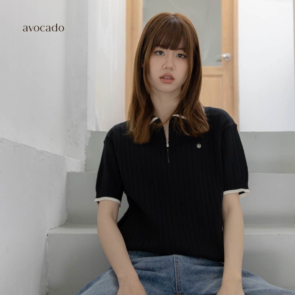 avocado เสื้อโปโลผ้าไหมพรม solie knit polo