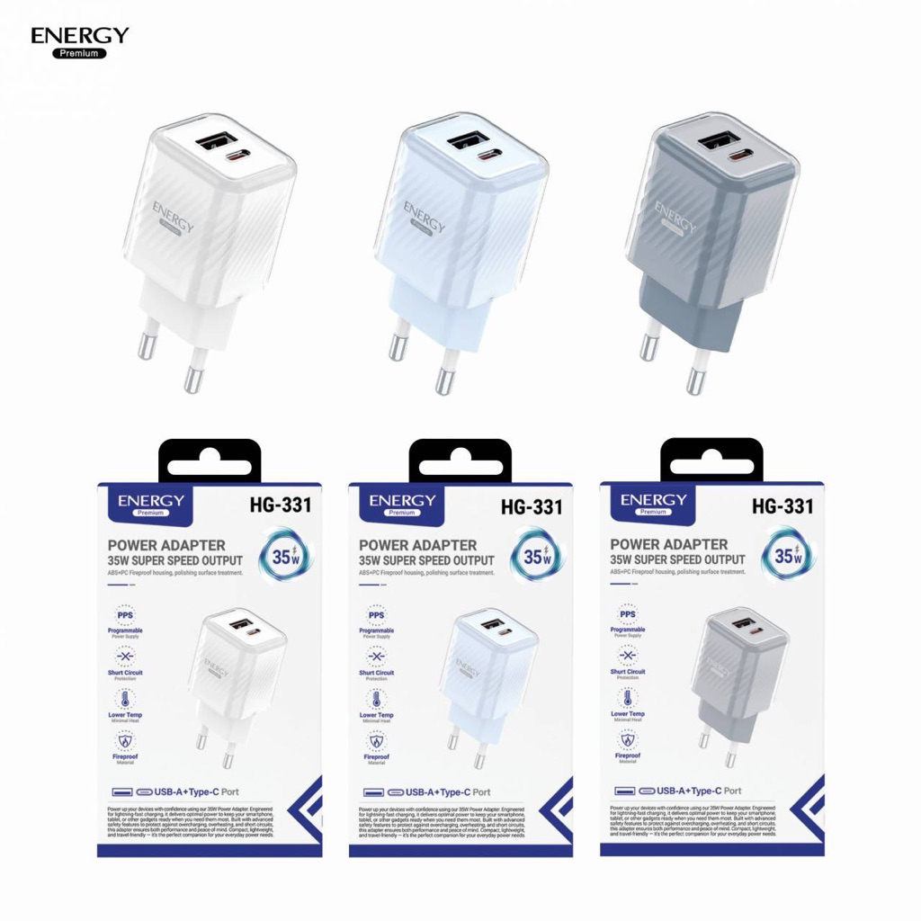 อะแดปเตอร์ GaN ชาร์จเร็ว PD 35 W 2พอร์ต PD 35W 1 พอร์ต + USB 30W 1 พอร์ต รองรับ PPS