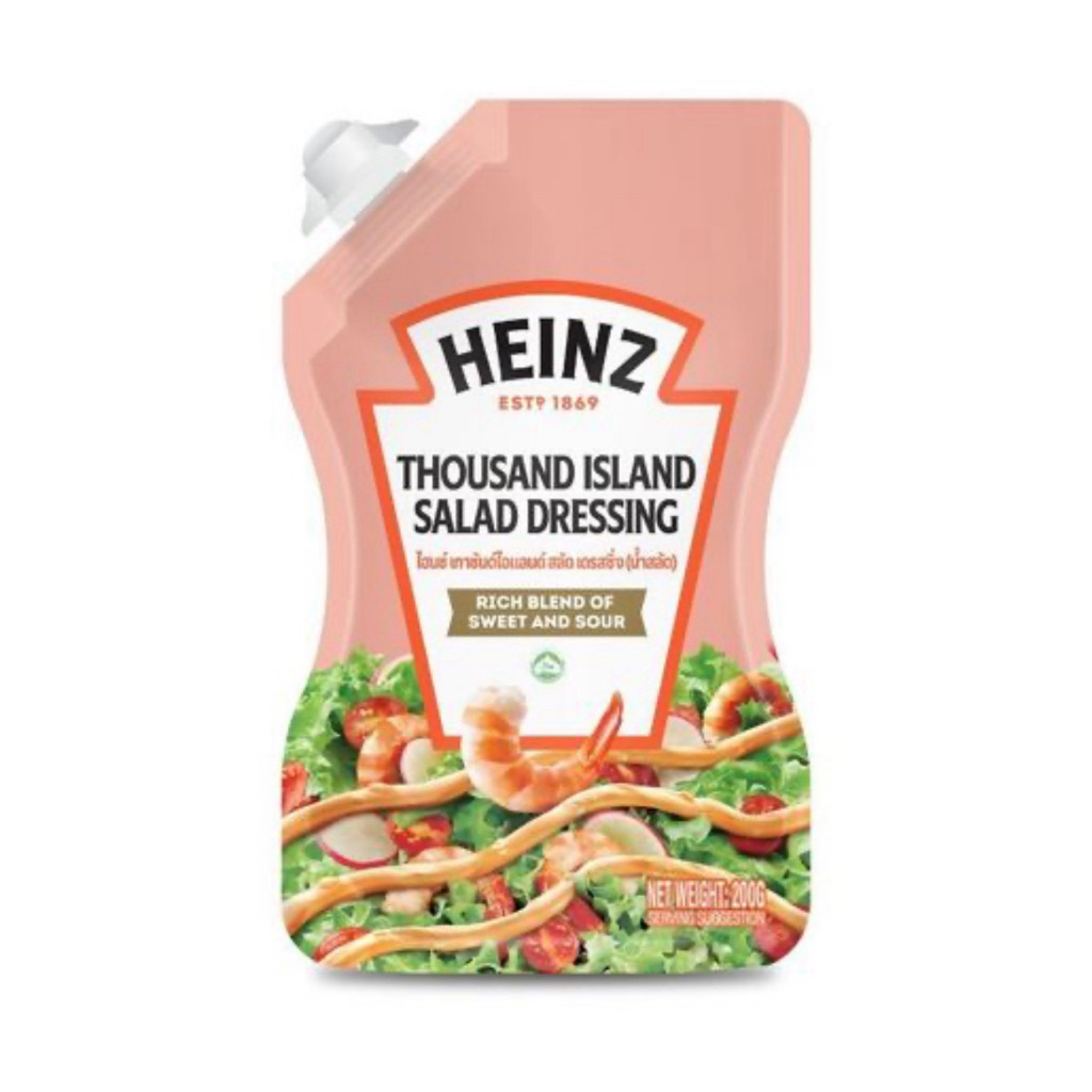 Heinz Thousand Island/50% Less Fat/Sesame/Vinaigrette Salad Dressing 200 g. ไฮนซ์ น้ำสลัดสูตรออริจินอล/ลดไขมัน50%/งา