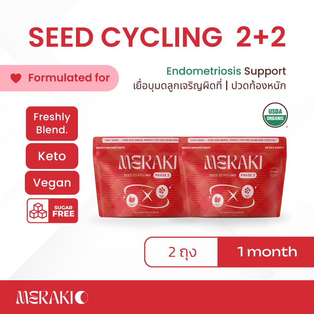 [ SEED CYCLING 2+2 ]  For ENDOMETRIOSIS 1 เดือน (28 DAYS) ธัญพืชปั่น [ ONLY PHASE 2 ]