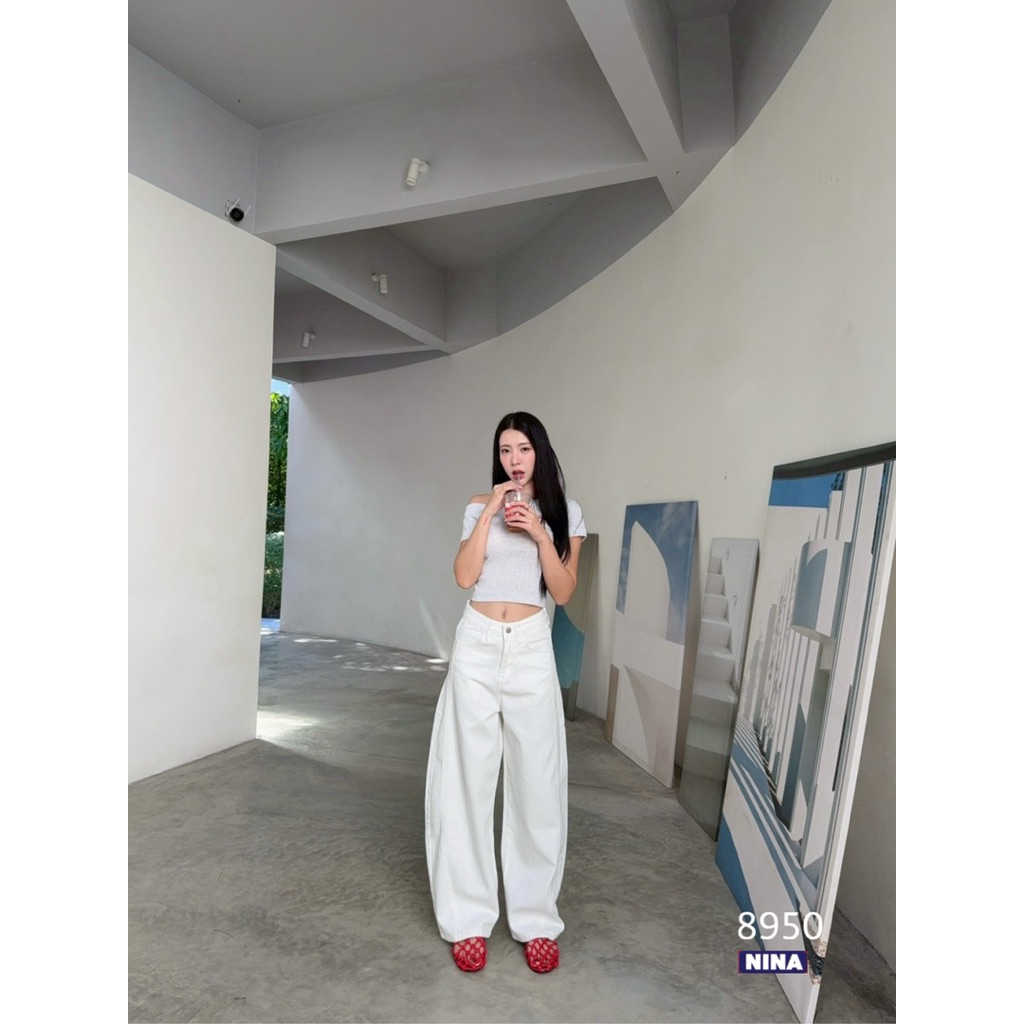 🌈𝑵𝒊𝒏𝒂.𝒋𝒆𝒂𝒏𝒔 #8950 กางเกงยีนส์ทรง บาร์เรล ผ้าไม่ยืด ทรงสวย เอวสูง ผ้าฟอกสีสวย - รูปที่ 7