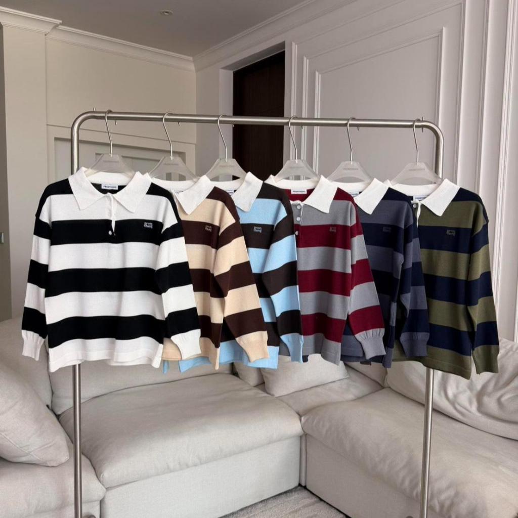 PTPL2842-1 เสื้อโปโลลายทางปักPROMTHONG