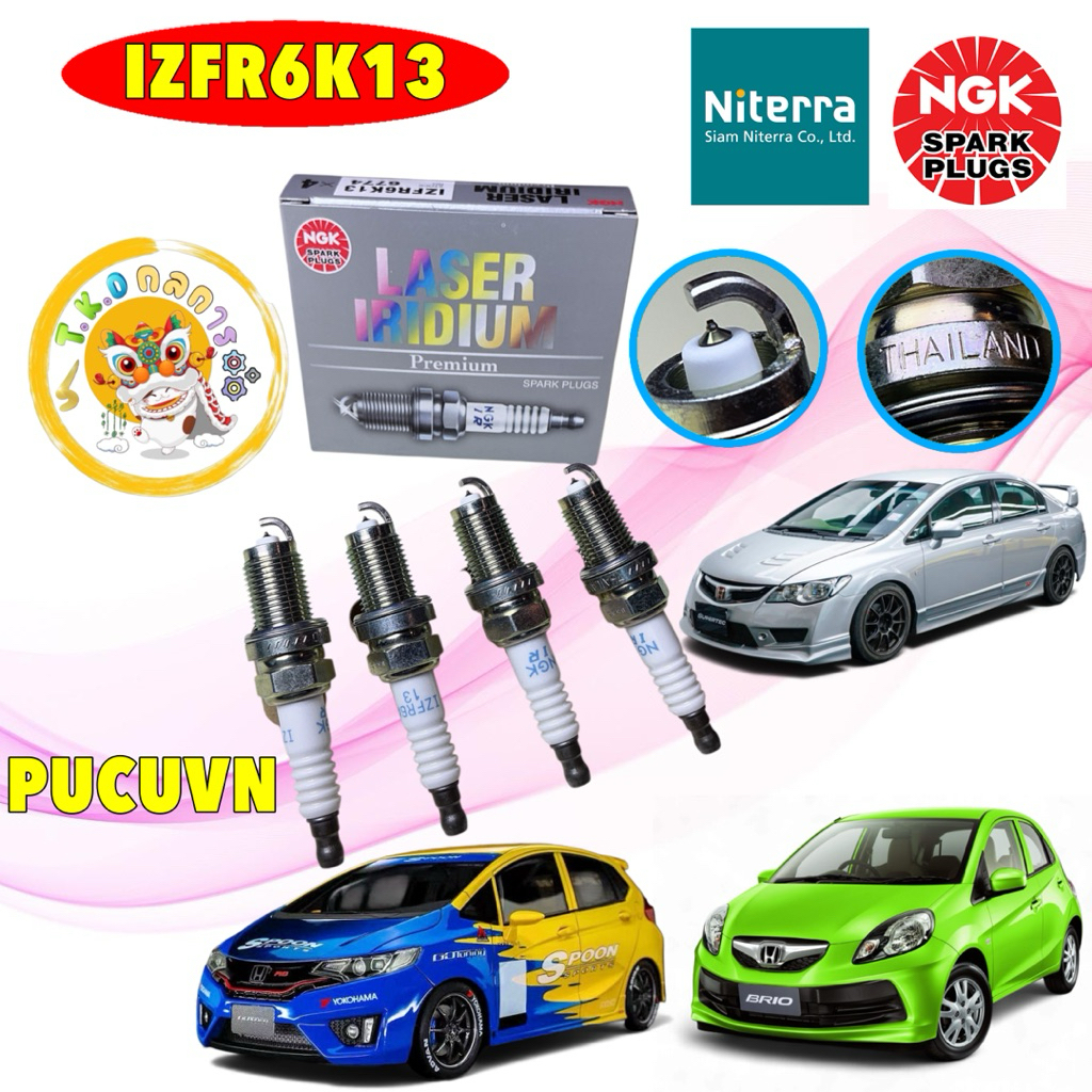 TKD หัวเทียน เข็ม irridium HONDA JAZZ GD GE GK / CITYปี 02-18  Brio Freed รหัส NGK  IZFR6K13