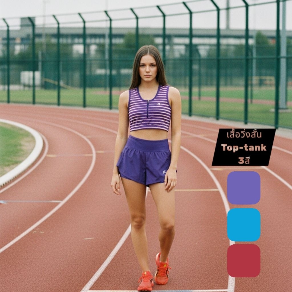 เสื้อวิ่งตัวสั้นซิปหน้า Top-Tank JK aero dry