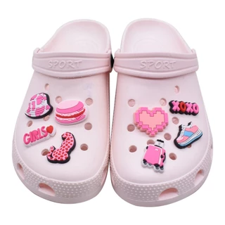Hot เสน่ห์รองเท้า ดิY สีชมพู น่ารัก shoe charms สไตล์ การ์ตูน รองเท้าแตะ หัวเข็มขัด พีวีซี รองเท้า อุปกรณ์เสริม ปุ่ม
