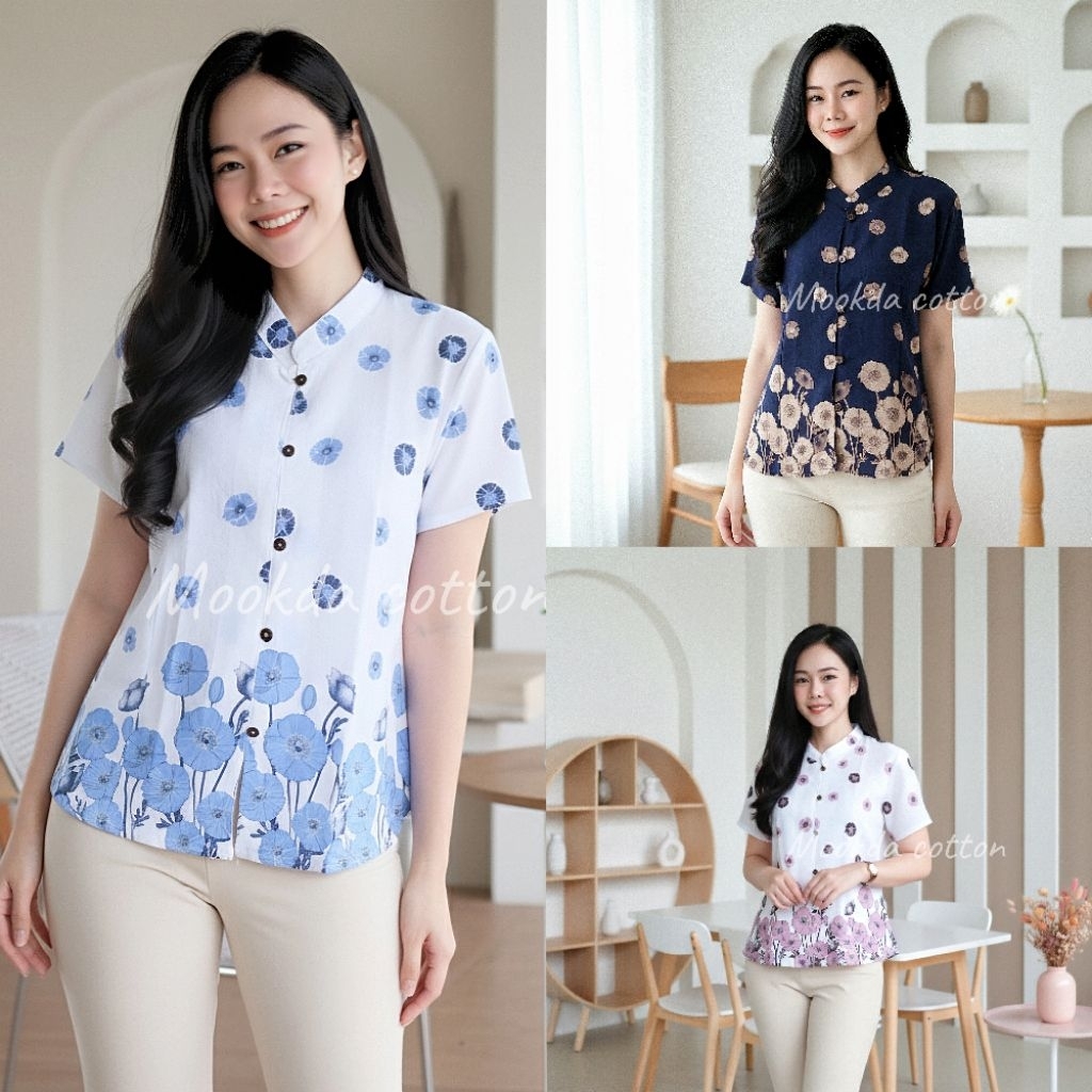 เสื้อผ้าฝ้ายพิมลายแต่งขลิปเนื้อนิ่ม