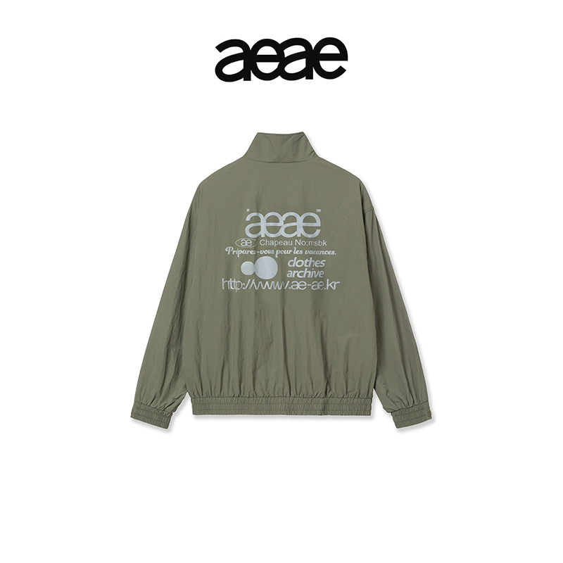 AEAE🇰🇷 WEB LOGO TEAM JACKET-KHAKIเสื้อคลุมสไตล์วินเทจ เสื้อกันลม