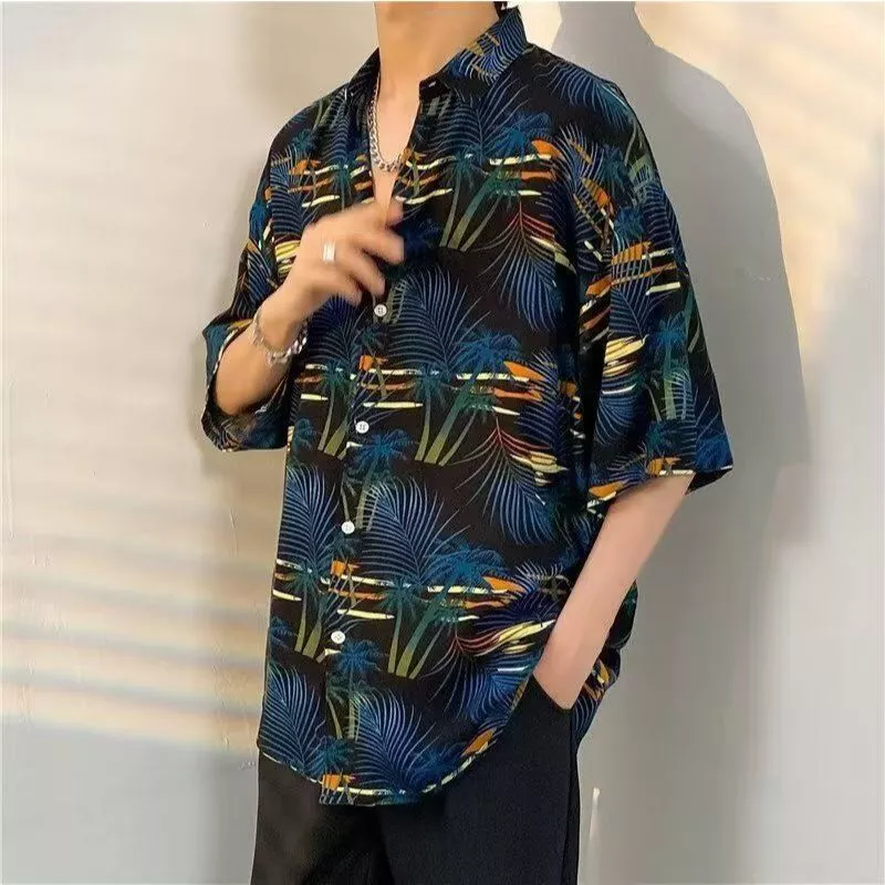 เสื้อแขนสั้นลายดอกไม้หลวม ๆ สไตล์ฮาวายเสื้อชายเสื้อหญิง 2026M - 3 xl thumbnail 3