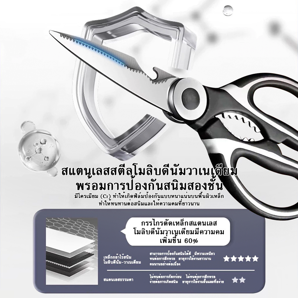 เกรดดีที่สุด✨กรรไกรตัดอาหาร กรรไกรอเนกประสงค์ กรรไกรทำครัว Kitchen saissors สารพัดประโยชน์ กรรไกรสแตนเลสคุณภาพสูง