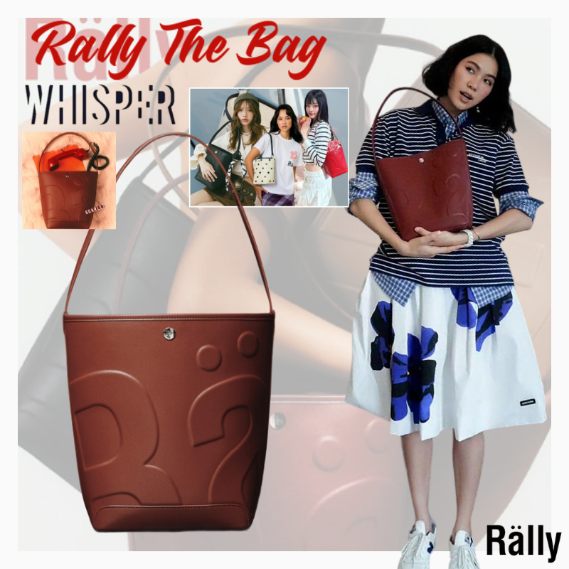 พร้อมจัดส่ง🔖💫Rally The Bag Whisper Rally Movement bag Bucket Bag กระเป๋าโท้ กระเป๋าหนัง/SHOULDER Scarlet Red