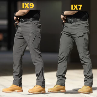 IX9 กางเกงคาร์โก้ กางเกงยุทธวิธี ผ้ายืด สีเทา มีซับใน มีช่องกระเป๋าหลายช่อง XXS-5XL