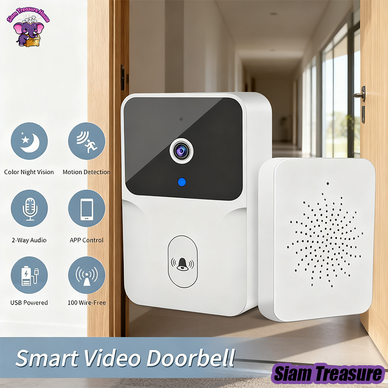 Tuya Smart Home กริ่งไร้สาย ชาร์จไฟได้ ออดไร้สาย Doorbell กล้อง HD เสียง Alexa และ Google Home