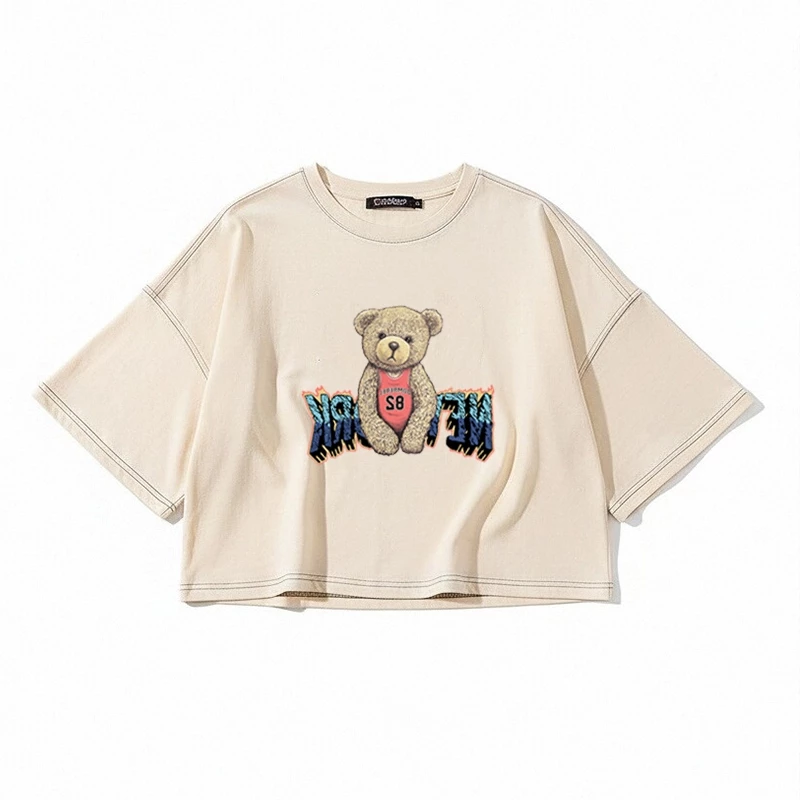 เสื้อครอปเอวลอยสาวอวบอ้วนไซส์ใหญ่ oversize เสื้อผ้าแฟชั่นวัยรุ่นน่ารักๆ เสื้อยืดลายการ์ตูนสวยๆผู้หญิงฤดูร้อนแบบหลวมใหม่ thumbnail 3