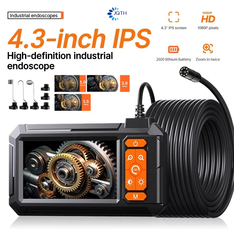 10m กล้องEndoscopeอุตสาหกรรม 4.3 นิ้วหน้าจอIPS 8 มม. HD1080P tInspection Borescope สําหรับซ่อมรถยนต์