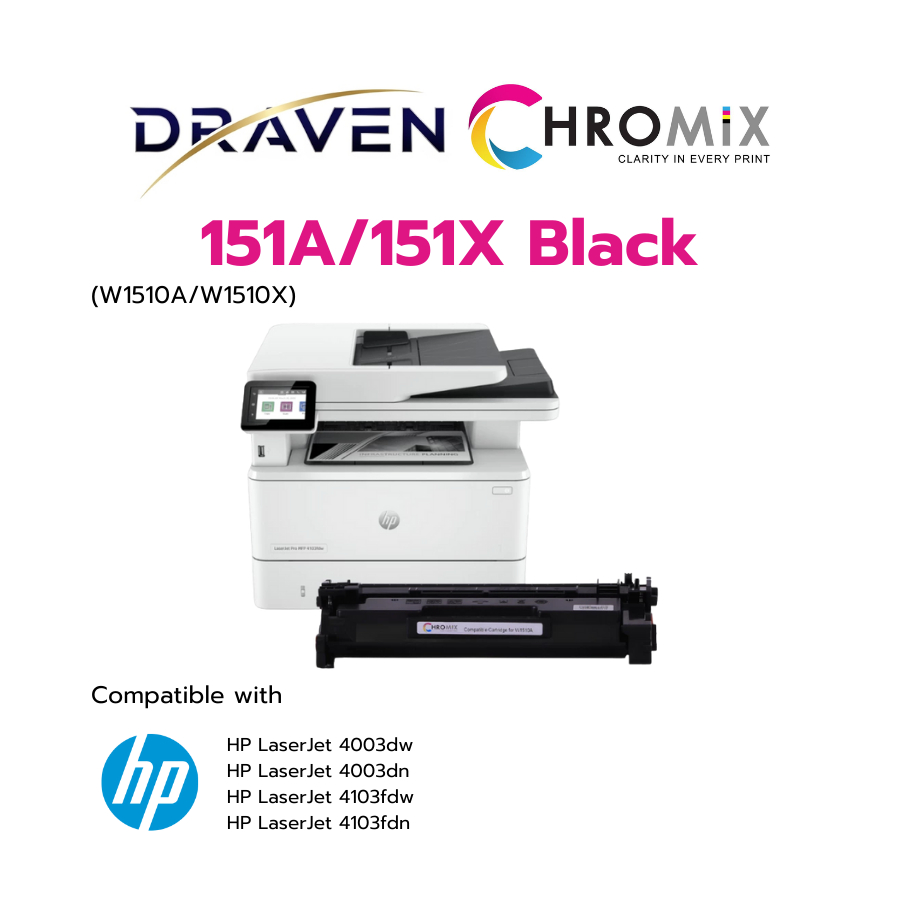 หมึกพิมพ์เทียบเท่า Chromix 151A / 151X (W1510A / W1510X) สีดำ สำหรับ HP M4003 M4103 มีชิป ตลับใหม่มื