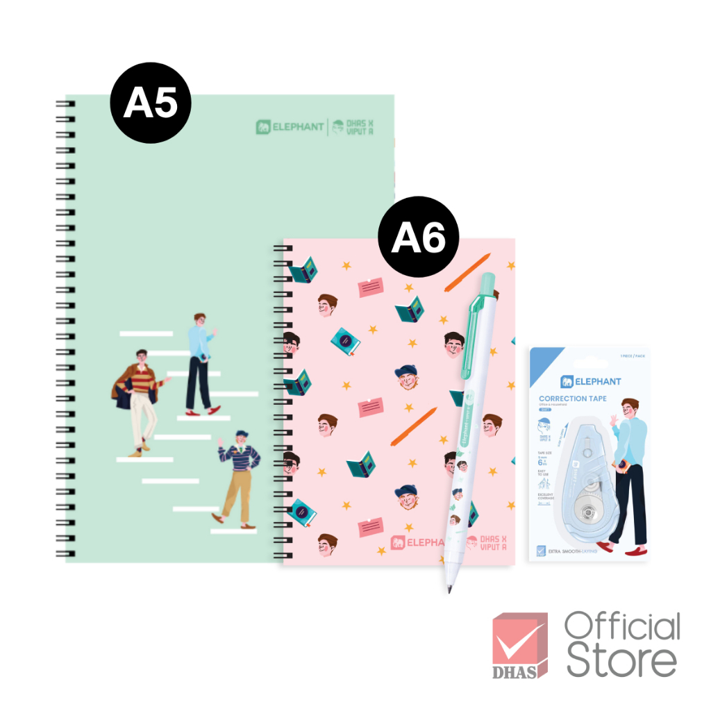 [Clearance Sale] ชุดเครื่องเขียน VIPUT สมุดโน๊ต สมุดริมลวด A6 พร้อมปากกา + เทปลบคำผิด จำนวน 1 ชุด (คละแบบ)
