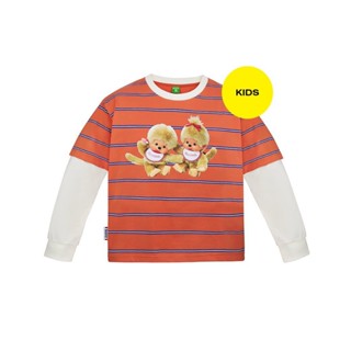 (DROP 4) MONCHHICHI ON STRIPED LAYER TEE (KIDS)