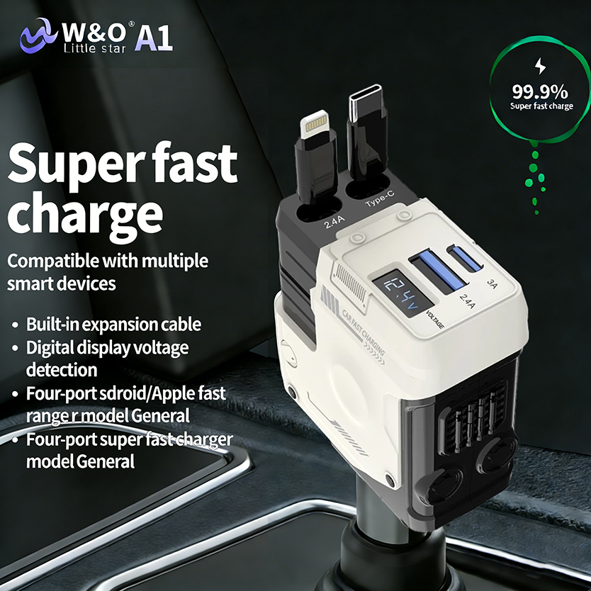 Sorf ที่ชาร์จในรถยนต์ Car Charger 120W Fast Charging พร้อมสาย USB-C เก็บได้ในตัวรุ่น ​แบบพับเก็บได้