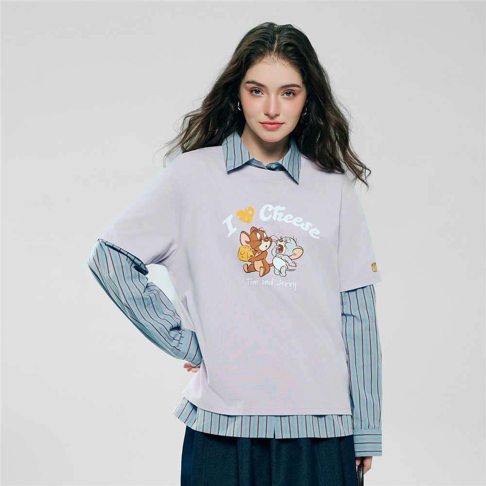 GIORDANO เสื้อยืดผู้หญิง Women's Boyfriend Printed Tee (Tom and Jerry) 05396259