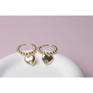 พร้อมส่ง Vipalis ต่างหูห่วงทองจี้หัวใจ Sweet Heart Hoop Earrings