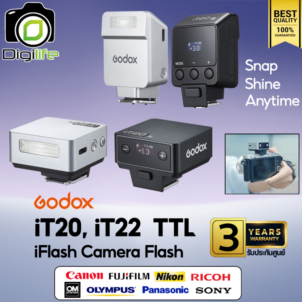 Godox Flash iT20, iT22 -TTL, Lithium Battery, iFlash, Pocket Flash ( For Ricoh และอื่นๆ, TR, FR-R ) 