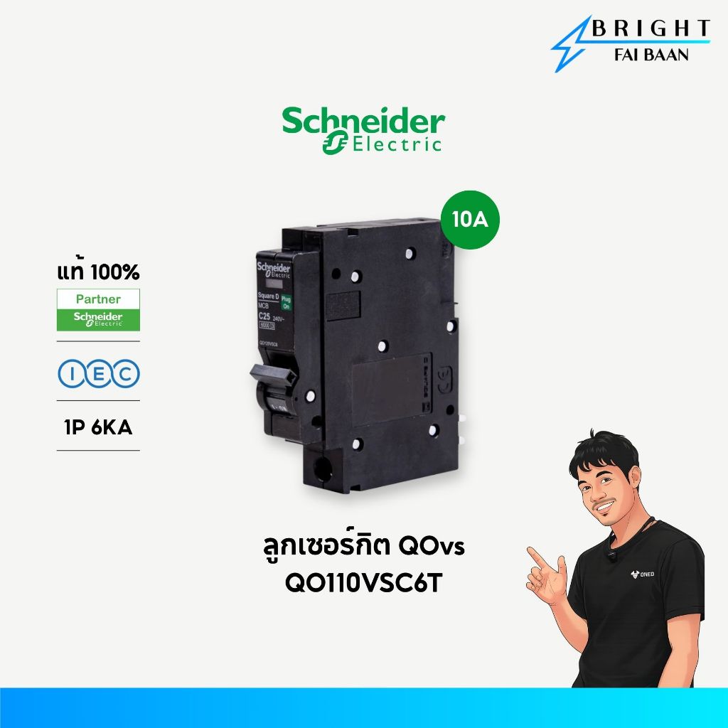Schneider ลูกเซอร์กิต รุ่น QOvs 1P 6KA