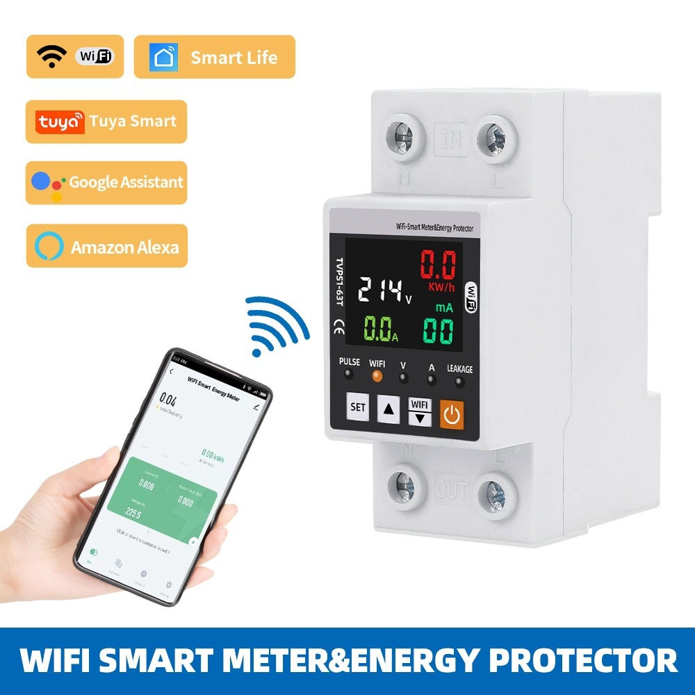 TUYA Smart Lifeเติมเงิน WiFi สมาร์ท Earth Leakage ป้องกันแรงดันไฟฟ้า Circuit Breaker Power kWh Meter - รูปที่ 6