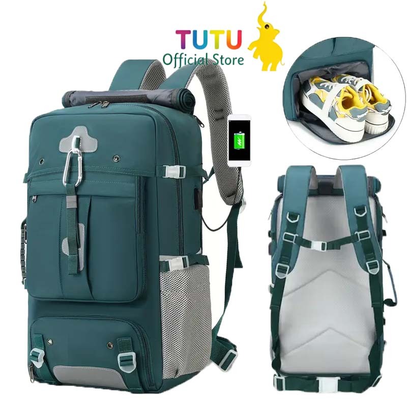 60L กระเป๋าเป้สะพายหลังเดินทางกันน้ําความจุขนาดใหญ่ - ช่องใส่รองเท้าพอดี 17 นิ้วกระเป๋าแล็ปท็อป Roll top Multi-color Uni