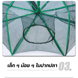 ตาข่ายดักปลา-กุ้งพับได้ 🎣 6/8/10/16/24 ช่อง 🐟 สำหรับปลาเล็ก-กุ้งฝอย