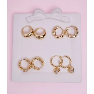 พร้อมส่ง Vipalis ต่างหูห่วงสีทองฝังเพชรดาว | Gold Star Hoop Earrings