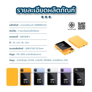 LiBRA Q5 PowerBank 20000mAh พาวเวอร์แบงค์ Fast Charge PD22.5W ชาร์จเร็วไร้สาย 15W หน้าจอ LED【รับประกัน 1 ปี】