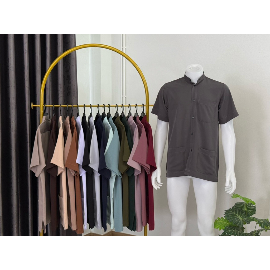 เสื้อซาฟารีแขนสั้นผ้าวาโก้