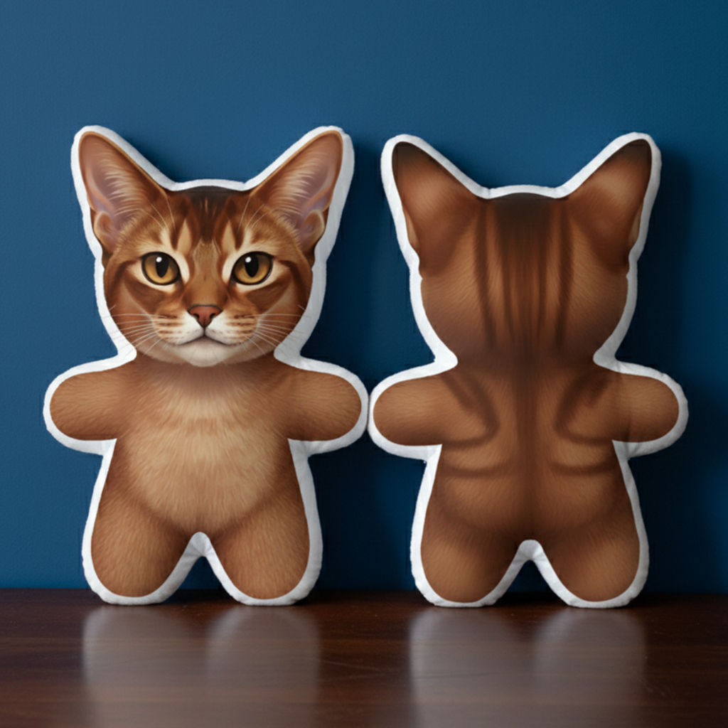 Cat แมว หมอนไดคัท พิมพ์2ด้าน หมอนสกรีนรูป CATDOL1 Abyssinian อะบิสซิเนียน ตุ๊กตาแมว ของขวัญ จับฉลาก