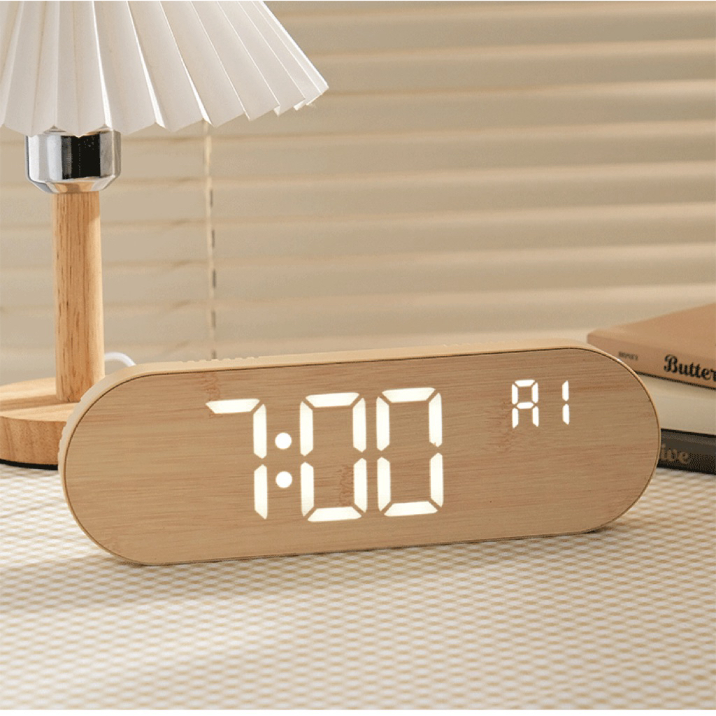 พร้อมส่งของขวัญวันเกิด พร้อมส่งนาฬิกาปลุกดิจิทัลอิเล็กทรอนิกส์ ปรับความสว่างได้ 4 ระดับ วันที่ อุณหภูมิ แบบเสียบไฟ - รูปที่ 2