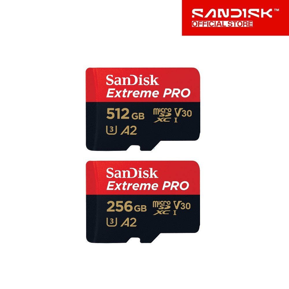 SanDisk Extreme Pro microSDXC 256GB / 512GB  A2 (SDSQXCD) ความเร็วสูงสุด อ่าน 200MB/s เขียน 140MB/s