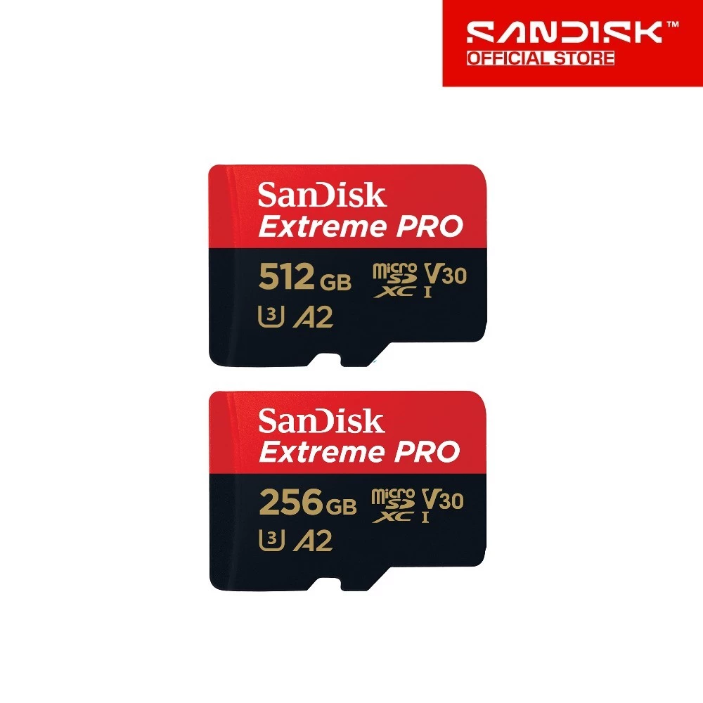 SanDisk Extreme Pro microSDXC 256GB / 512GB A2 (SDSQXCD) ความเร็วสูงสุด อ่าน 200MB/s เขียน 140MB/s
