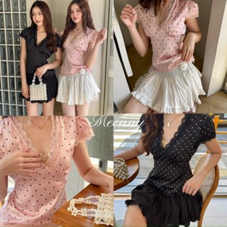 Meenny Closet | NN02 (มีSize) เสื้อน่ารักโพากาดอทเเต่งลูกไม้…