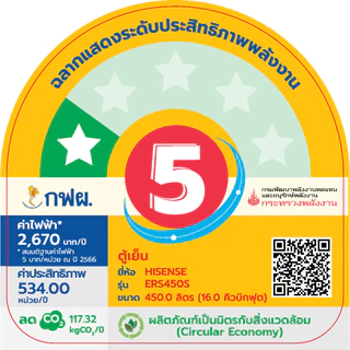 Hisense ตู้เย็น 2 ประตู Side By Side :16Q/450 ลิตร รุ่น ERS450S