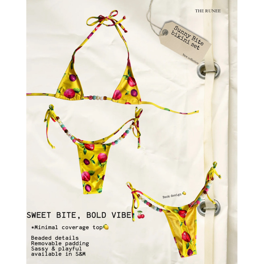 ☀️ Sunny Bite Bikini Set 🍒Bra ทรงเล็ก (มีช่องใส่ฟองน้ำแต่ไม่มีฟองน้ำแถมให้🙏)