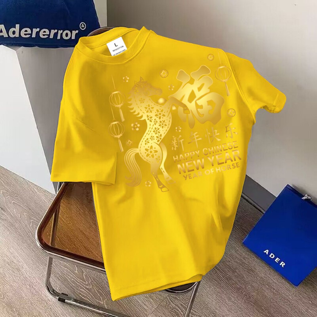 BK-1459-SHORT เสื้อยืดลายHappy Chinese New Yearพร้อมส่ง10สีลายขายดีตามเทรนด์ ลายน่ารัก สีสันสดใสน่ารัก ใส่ได้ทั้งญและช - รูปที่ 3