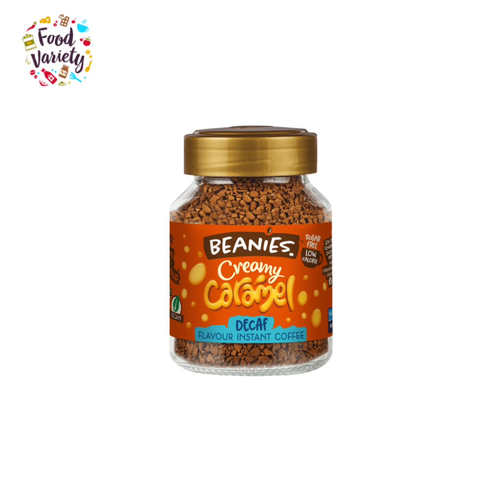 Beanies Decaf Creamy Caramel Flavoured Instant Coffee 50g กาแฟสำเร็จรูป Beanies รสคาราเมลครีม 50 กรัม ไม่มีคาเฟอีน