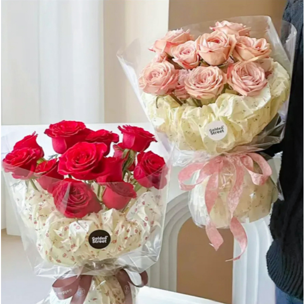 กระดาษรองช่อ กระดาษSnow pearรุ่น ROSEE ลายกุหลาบหวานๆ โรแมนติก ขนาด 50*70 ซม. แพค20 แผ่น - รูปที่ 3