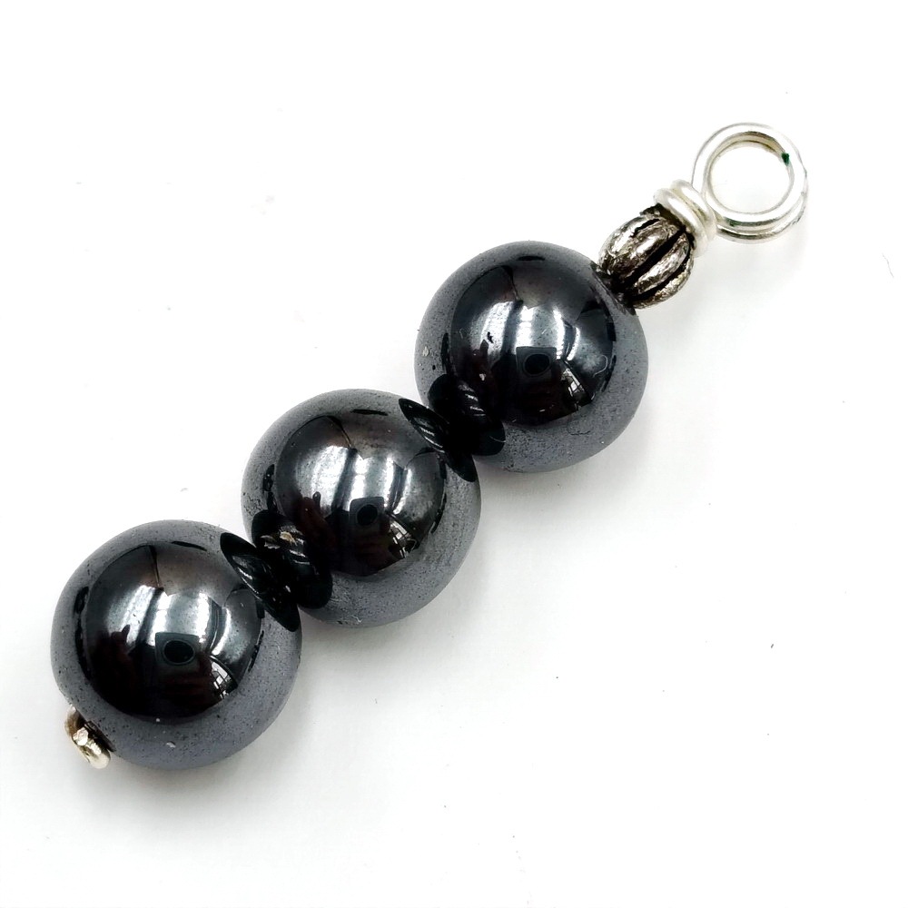[หินแห่งการปกป้อง] จี้แร่เฮมาไทต์ (Hematite) เม็ด 10 มิล 3 เม็ดเรียงสวย งานดัดลวดเงิน สุ่มเลือกจำนวน 1 ชิ้น ราคา ถูกที่สุด ดีลบีเคเค แกลเลอรีภาพที่ 4