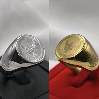 แหวนสแตนเลสยิงเลเซอร์ รูปพญาครุฑ ใส่เสริมดวงเสริมบารมีให้ดีย…