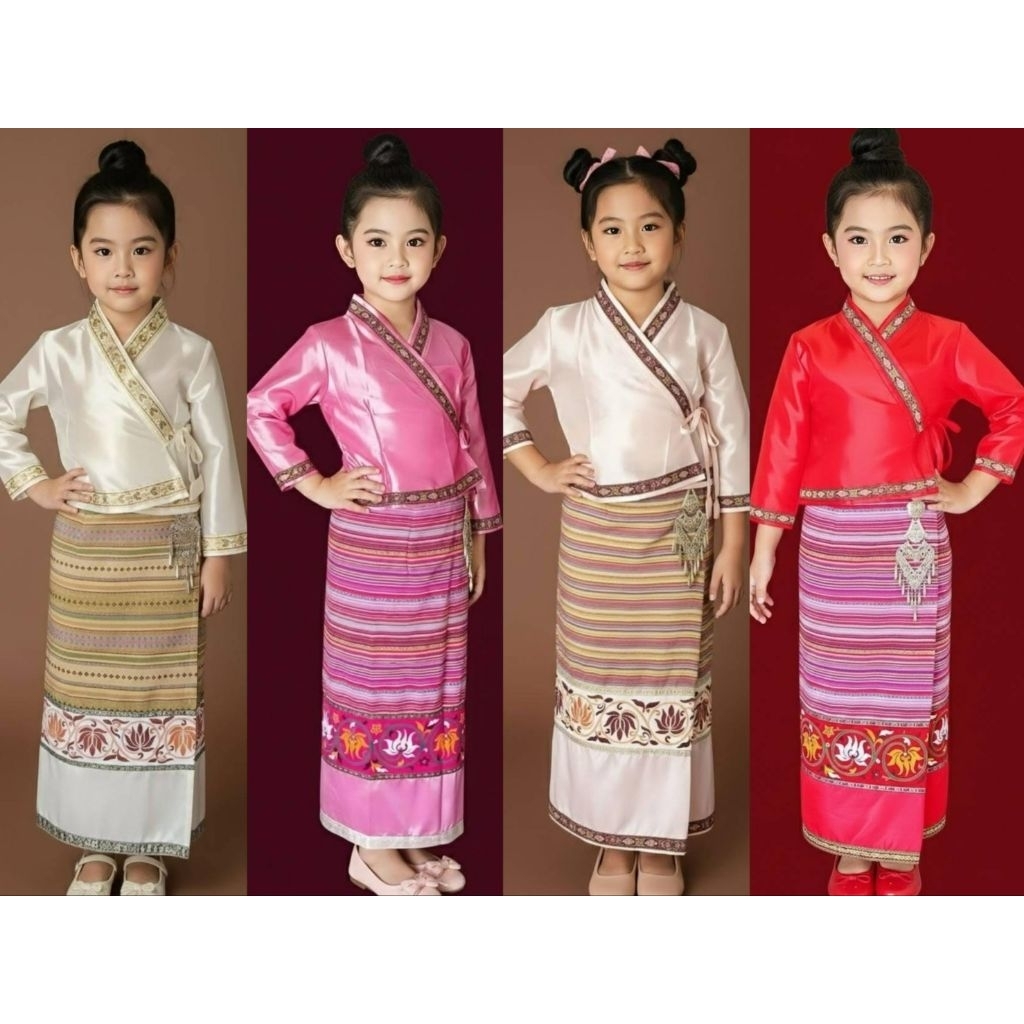 ชุดเจ้านางน้อย รุ่นไทเขิน (เสื้อเจ้านาง+ผ้าถุงลายบัวแบบเอวยาวยืด) พร้อมส่ง M/L/XL/XXLราคา490บาท