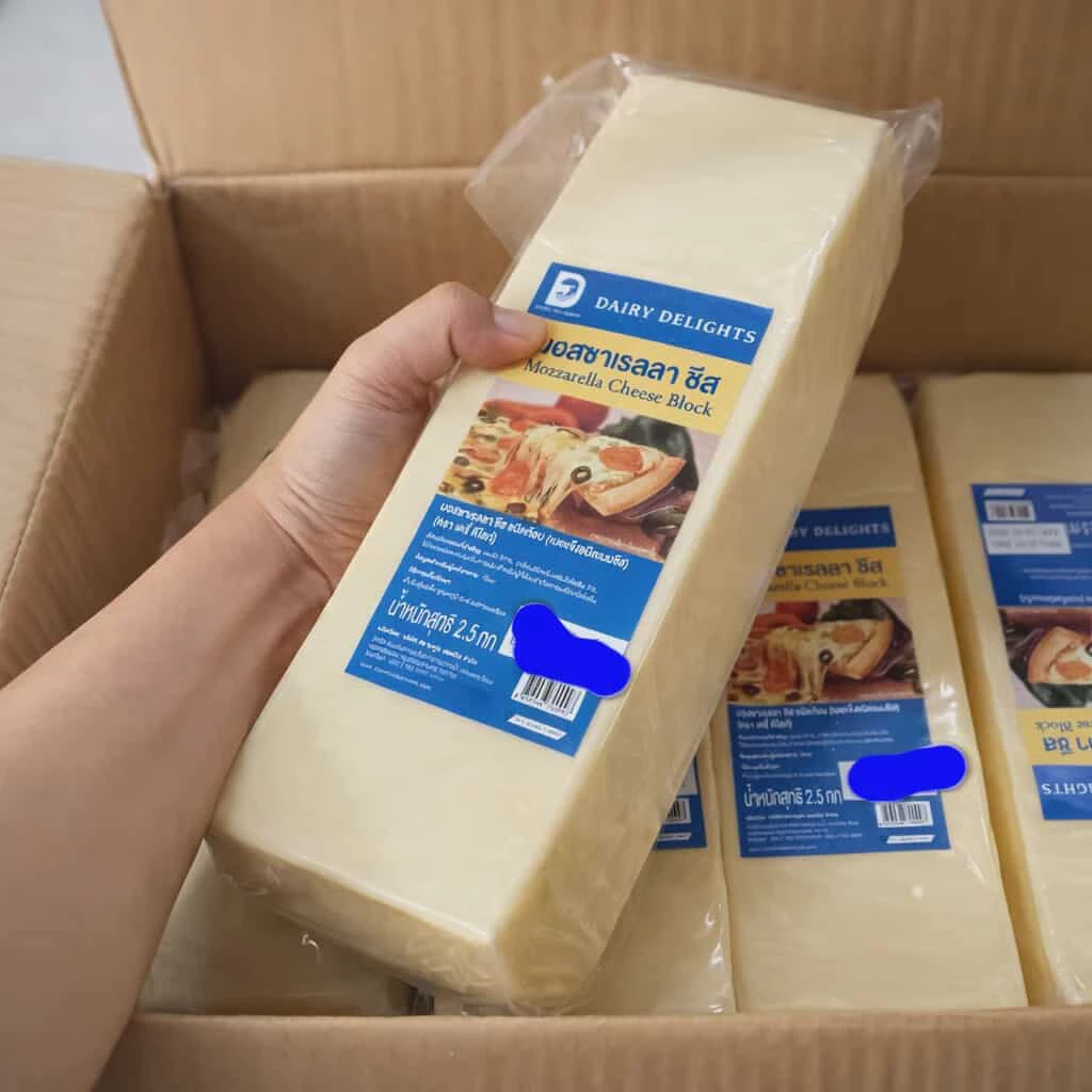 มอสซาเรลล่า ชีส เดรี่ ดีไลท์ ก้อนละ 2.5 กก.ชีสมีส่วนผสมนม 97% Mozzarella Cheese Dairy Delight 2.5 kg from Australia